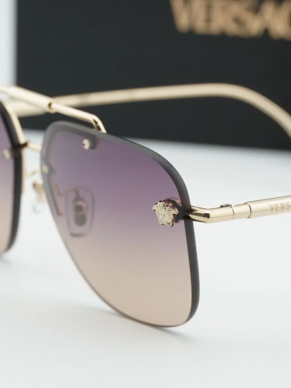 Versace VE2296 125270 Aviator Sunglasses – Gold / Violet